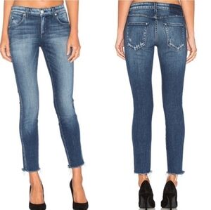 AMO Stix Crop 98% Cotton  mid-rise Raw Hem jeans Sz 24